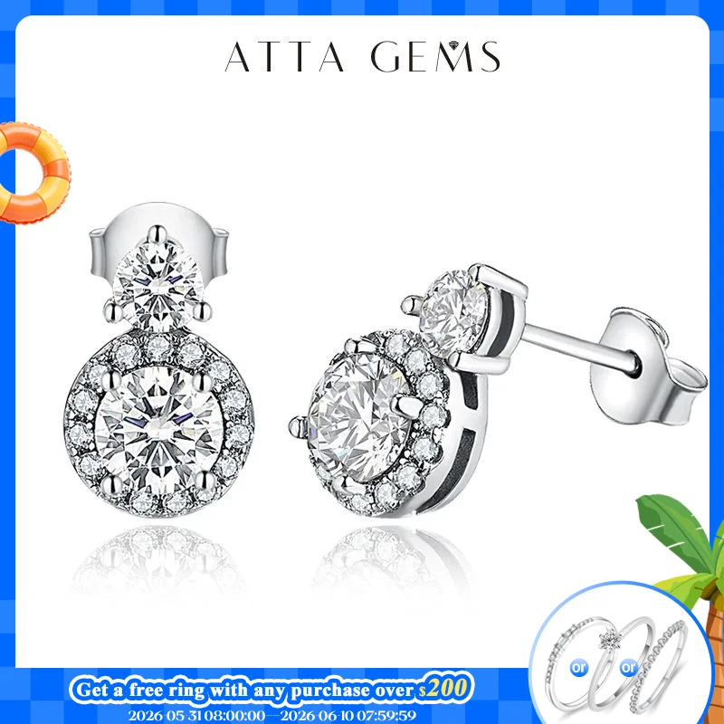 ATTAGEMS New VVS1 D Color Round Cut Earrings for Women Test Passed Moissanite Diamond 925 Sterling Silver Earrings Fine Jewelry
ATTAGEMS New VVS1 D Color Round Cut Earrings for Women Test Passed Moissanite Diamond 925 Sterling Silver Earrings Fine Jewelry
