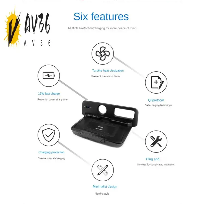 AV36-15W Car Mobile Phone Holder Part QI Wireless Charger Panel Fast Charging Pad For WEY Tank 300
AV36-15W Car Mobile Phone Holder Part QI Wireless Charger Panel Fast Charging Pad For WEY Tank 300