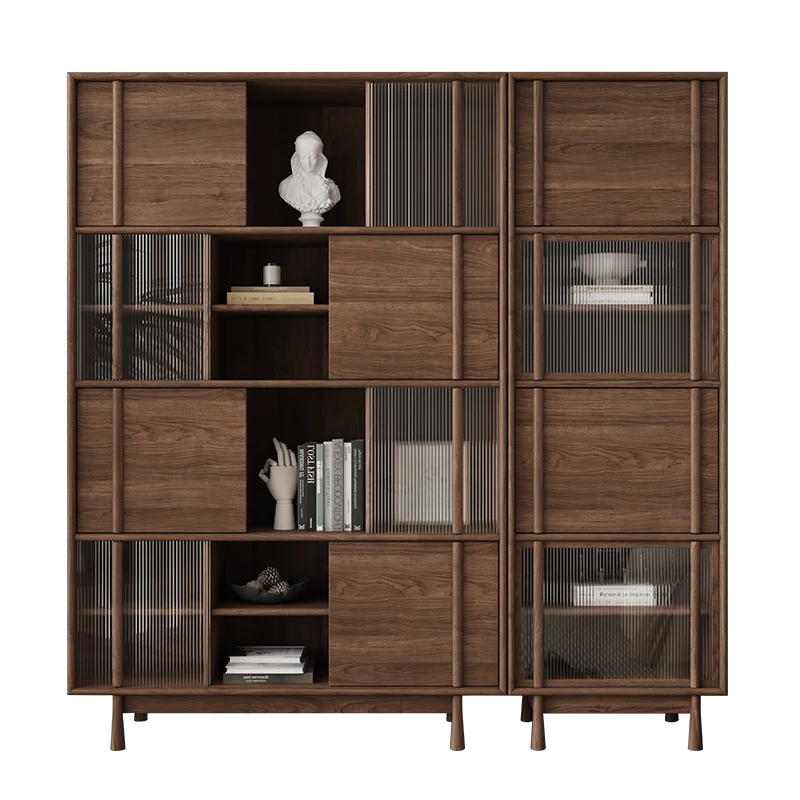 Black walnut solid wood bookcase combination storage modern simple glass door bookcase
Black walnut solid wood bookcase combination storage modern simple glass door bookcase