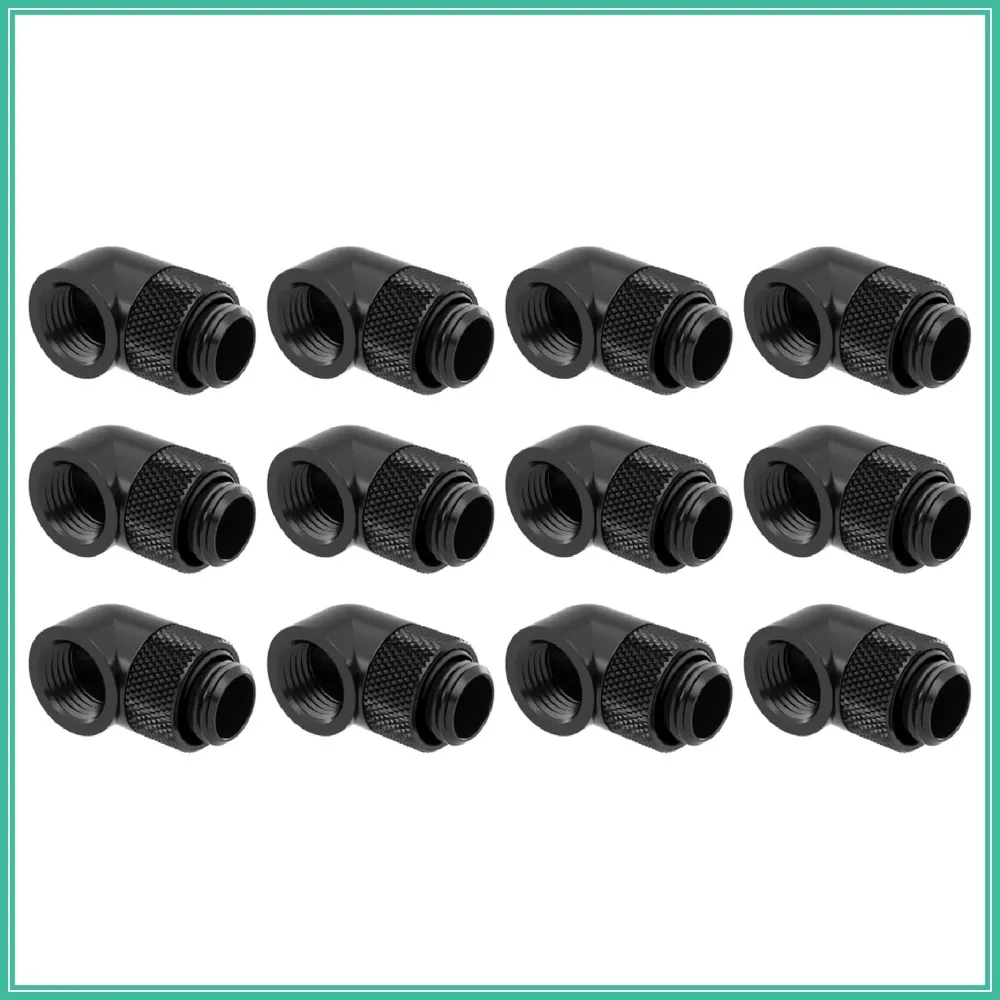 12 Pack G1/4" 90° Rotary 360° Swivel Fitting, Male to Female Adapter for PC Water Cooling Loop, Black
12 Pack G1/4" 90° Rotary 360° Swivel Fitting, Male to Female Adapter for PC Water Cooling Loop, Black