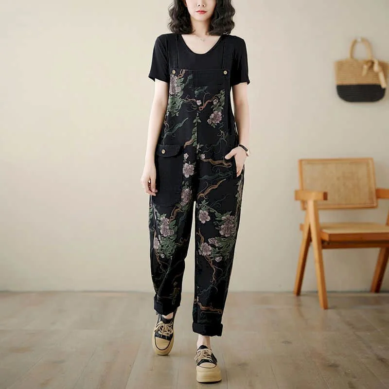 Denim Jumpsuits for Women Korean Style Loose Vintage Printing Straight Pants One Piece Outfit Women Overalls for Women Playsuits 
Denim Jumpsuits for Women Korean Style Loose Vintage Printing Straight Pants One Piece Outfit Women Overalls for Women Playsuits