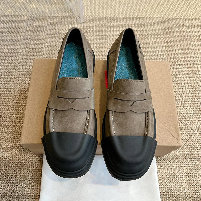 Unisex Genuine Leather Slip-On Shoes Mixed Color Flat Thick Bottom Casual Derby Oxford Designers Ladies Shoes British Style
Unisex Genuine Leather Slip-On Shoes Mixed Color Flat Thick Bottom Casual Derby Oxford Designers Ladies Shoes British Style