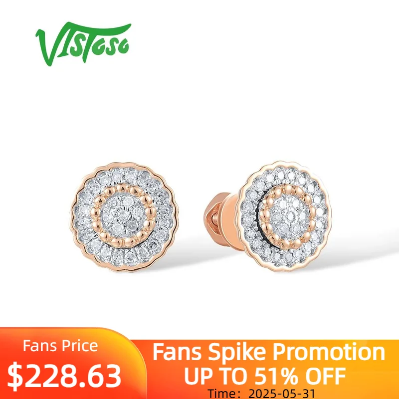 VISTOSO Auhtentic14K 585 Rose Gold Stud Earrings For Women Sparkling Round Diamonds Wedding Anniversary Gifts Fine Jewelry
VISTOSO Auhtentic14K 585 Rose Gold Stud Earrings For Women Sparkling Round Diamonds Wedding Anniversary Gifts Fine Jewelry