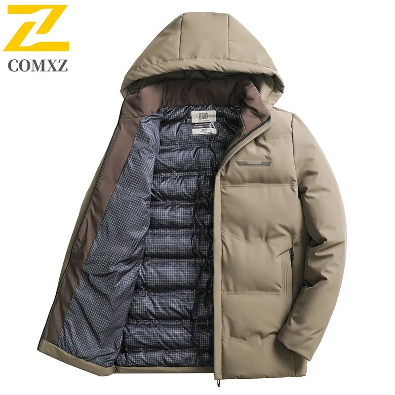 COMXZ Мужская длинная хлопковая куртка, классическая утолщенная теплая парка с капюшоном для работы на открытом воздухе, повседневное удобное ветрозащитное зимнее пальто для путешествий 
COMXZ Мужская длинная хлопковая куртка, классическая утолщенная теплая парка с капюшоном для работы на открытом воздухе, повседневное удобное ветрозащитное зимнее пальто для путешествий
