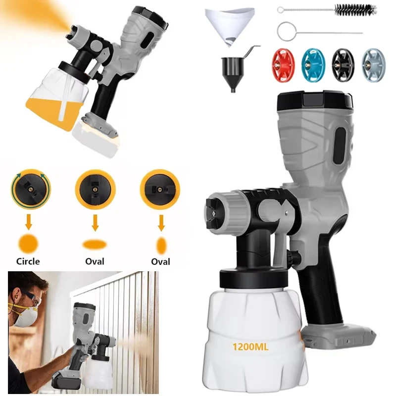1200ML 42000rpm Motor Auto Airbrush Kit Replacement For Dewalt 20V Battery Cordless paint Spray Gun home Furniture Cabinet
1200ML 42000rpm Motor Auto Airbrush Kit Replacement For Dewalt 20V Battery Cordless paint Spray Gun home Furniture Cabinet