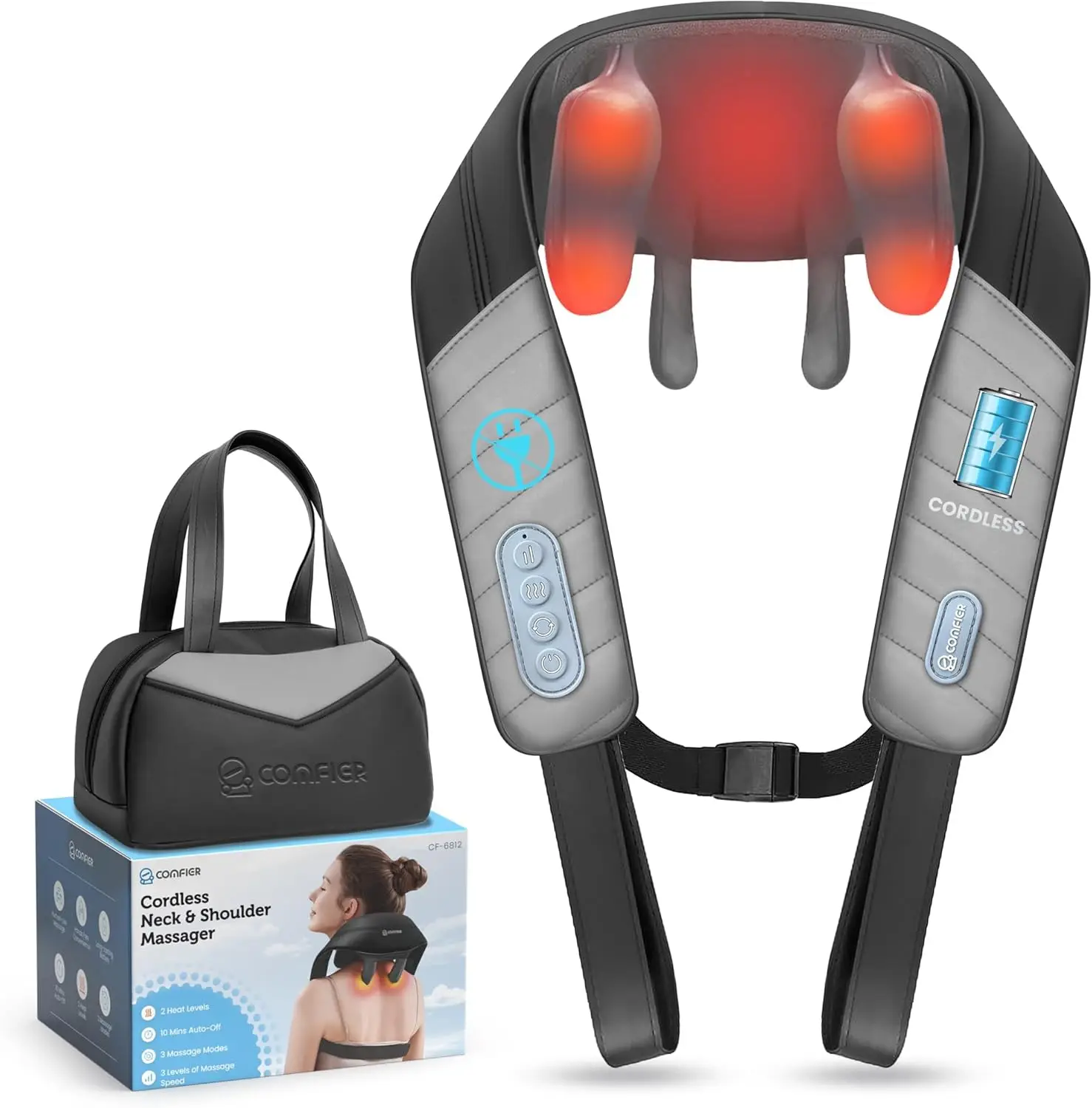 4D Cordless Neck and Shoulder Massager with Heat, Shiatsu Back Massage Pillow for Pain Relief, Portable Hands-Free Design
4D Cordless Neck and Shoulder Massager with Heat, Shiatsu Back Massage Pillow for Pain Relief, Portable Hands-Free Design