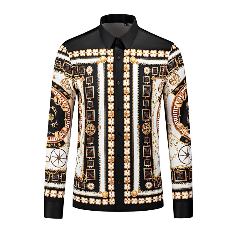 European-style retro metal chain patterned shirt - sophisticated gentleman's business party high-end garment
European-style retro metal chain patterned shirt - sophisticated gentleman's business party high-end garment