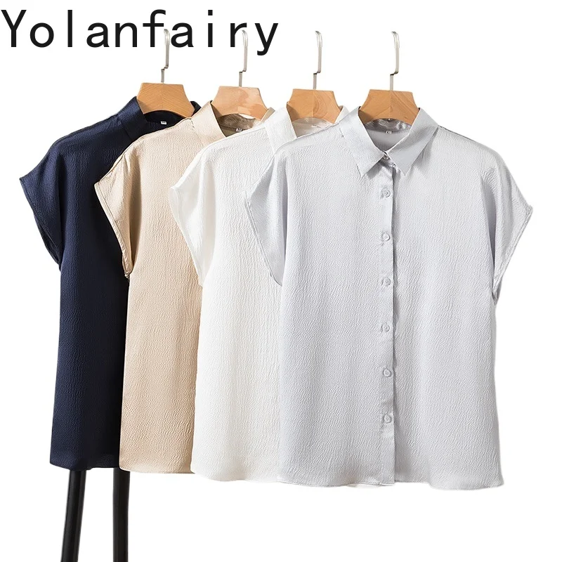 YOLANFAIRY элегантные женские футболки из 100% тутового шелка, атласные футболки с короткими рукавами, летний топ, офисная одежда, однобортная рубашка
YOLANFAIRY элегантные женские футболки из 100% тутового шелка, атласные футболки с короткими рукавами, летний топ, офисная одежда, однобортная рубашка