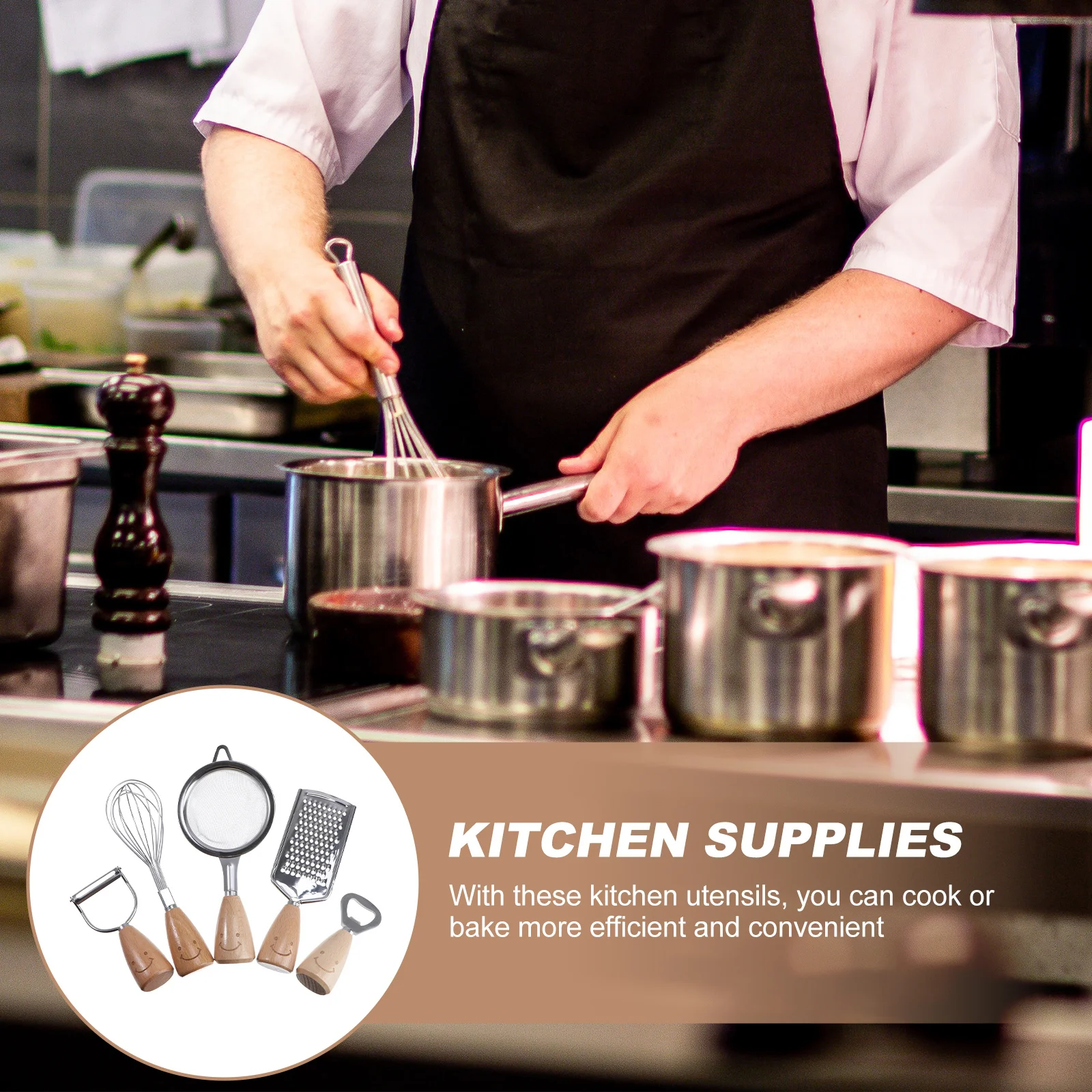 5Pcs Kitchenware Combination Set Stainless Steel Cooking Utensils Wine Opener Peeler Grater Strainer Kitchen
5Pcs Kitchenware Combination Set Stainless Steel Cooking Utensils Wine Opener Peeler Grater Strainer Kitchen