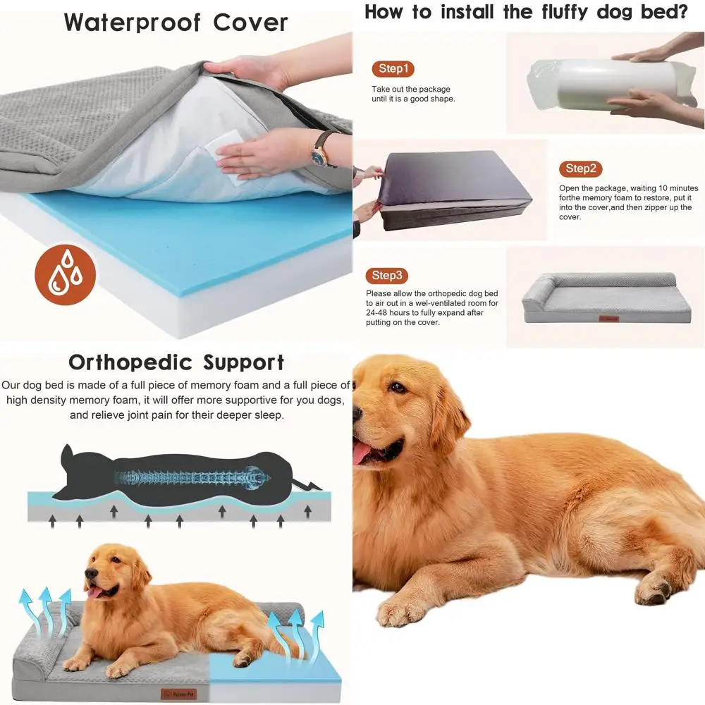 Large Orthopedic Memory Foam Dog Bed, Washable Cover, Non-Slip & Waterproof, Suitable for Indoor/Outdoor, Crate & Car, 41x27x6,
Large Orthopedic Memory Foam Dog Bed, Washable Cover, Non-Slip & Waterproof, Suitable for Indoor/Outdoor, Crate & Car, 41x27x6,