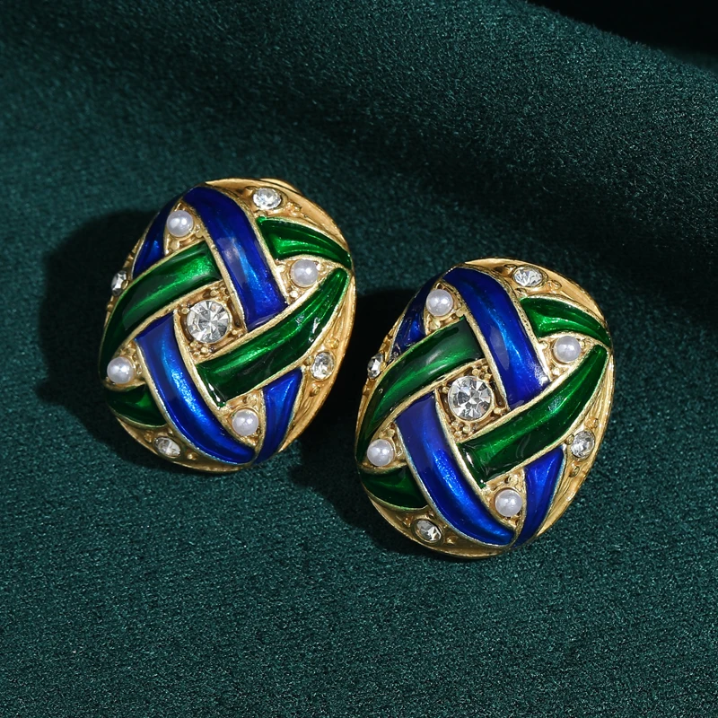 Vintage Blue-Green Enamel Woven Earrings Gold Color Luxury Quality Jewelry For Women Accessories Designer Trendy 2026 New Party
Vintage Blue-Green Enamel Woven Earrings Gold Color Luxury Quality Jewelry For Women Accessories Designer Trendy 2026 New Party