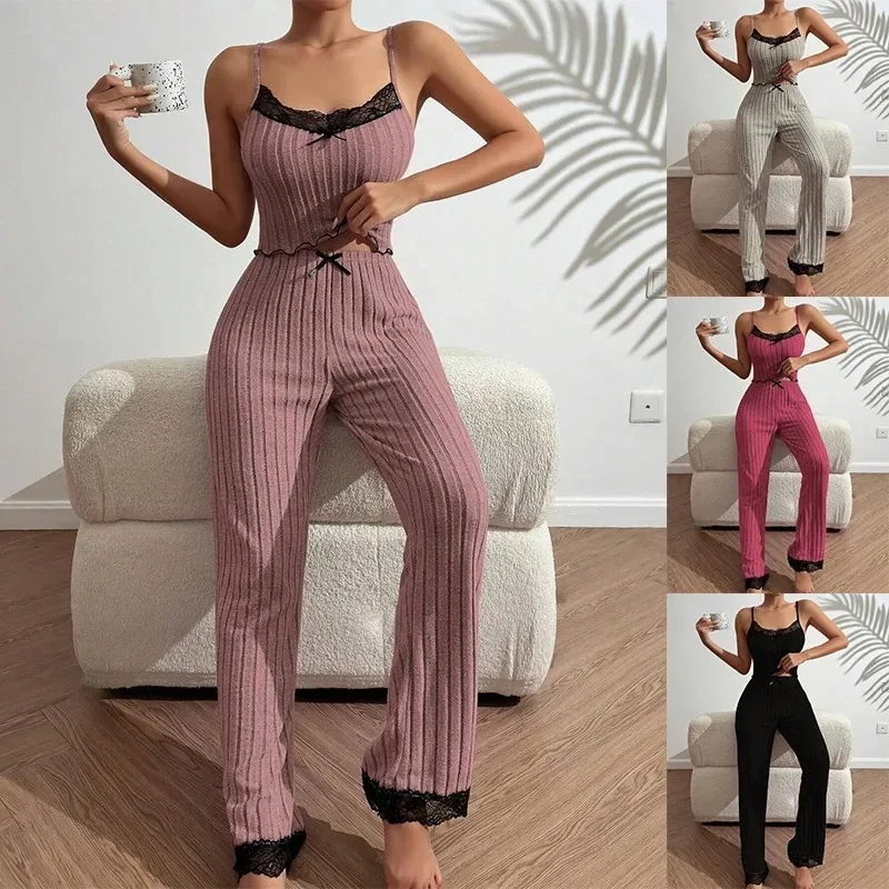 Spring Summer Sleepwear Women's Pajamas Tank Tops Tee Trouser 2 Piece Set Loose Home Wear Suit Nightwear Pyjamas
Spring Summer Sleepwear Women's Pajamas Tank Tops Tee Trouser 2 Piece Set Loose Home Wear Suit Nightwear Pyjamas