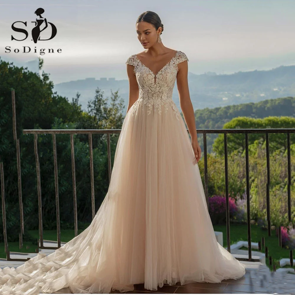 SoDigne Ivory Vintage Wedding Dresses For Women 2023 V Neck Tulle Wedding Gowns Lace Applqiues Cap Sleeves Bride Dress
SoDigne Ivory Vintage Wedding Dresses For Women 2023 V Neck Tulle Wedding Gowns Lace Applqiues Cap Sleeves Bride Dress