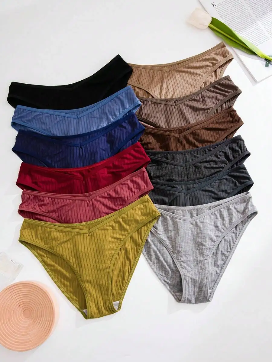 Women V-Shaped Waist Ribbed Triangle Panties 12pcs Pack Solid Color
Women V-Shaped Waist Ribbed Triangle Panties 12pcs Pack Solid Color