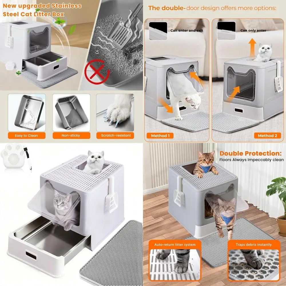 Extra Large Stainless Steel Top Entry Litter Box with Lid, Pull-Out Trays, and Leak-Proof Design for Large Cats, Including Litte
Extra Large Stainless Steel Top Entry Litter Box with Lid, Pull-Out Trays, and Leak-Proof Design for Large Cats, Including Litte