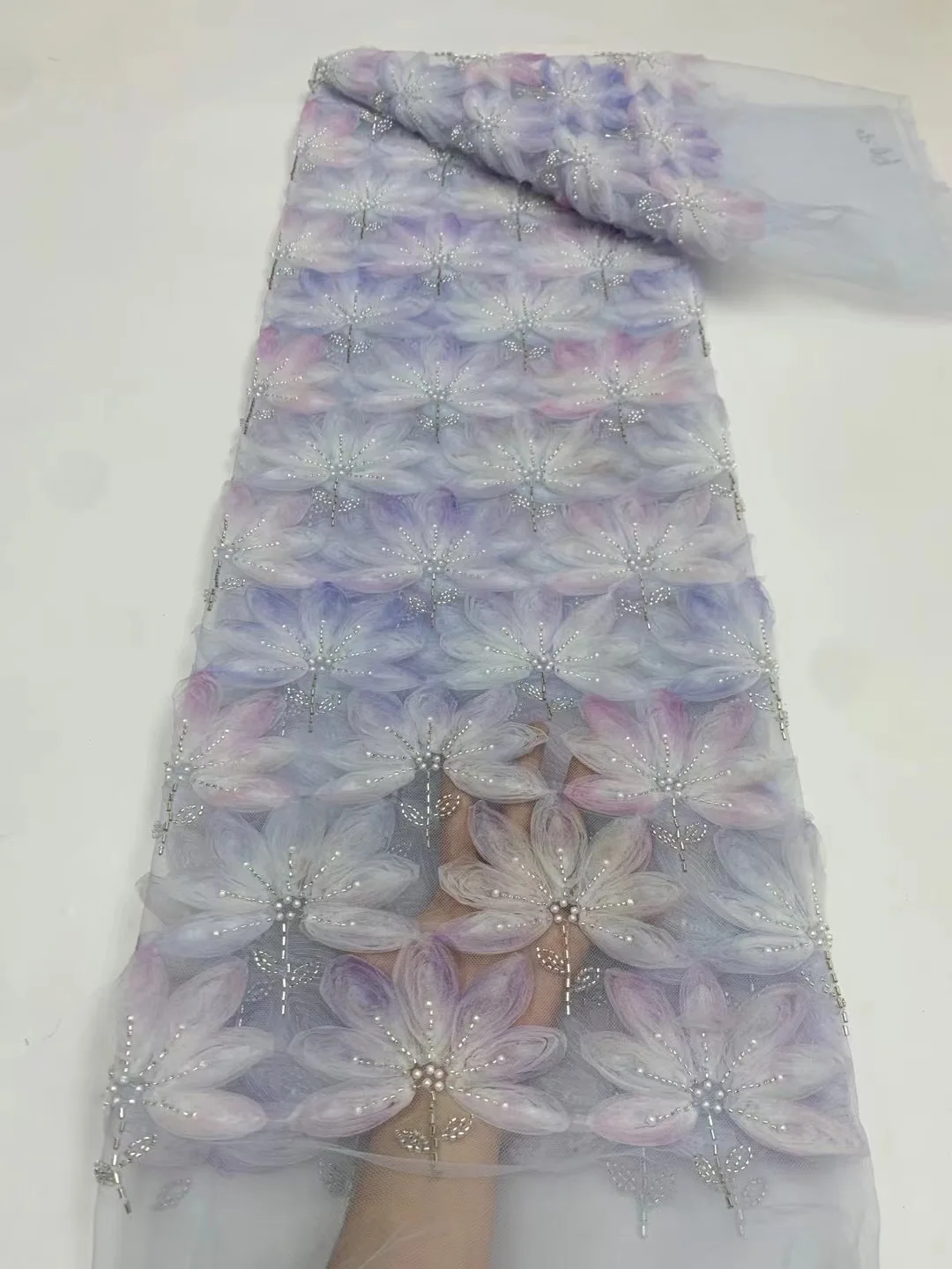 Luxury African Heavy Beaded Lace Tulle Fabric 2023 French 3D Flower Embroidered Applique Fabric for Sewing Material XB5772
Luxury African Heavy Beaded Lace Tulle Fabric 2023 French 3D Flower Embroidered Applique Fabric for Sewing Material XB5772
