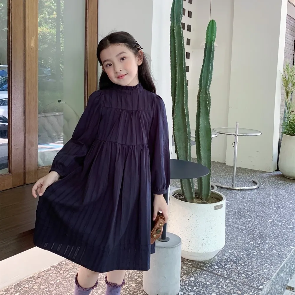 autumn kids girls clothes baby dresses navy blue temperament French style girls' long sleeved dress
autumn kids girls clothes baby dresses navy blue temperament French style girls' long sleeved dress