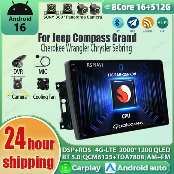 Android 16 Qualcomm wifi+4G Car Radio for Jeep Compass Grand Cherokee Wrangler Chrysler Sebring Town Country Dodge Charger GPS
Android 16 Qualcomm wifi+4G Car Radio for Jeep Compass Grand Cherokee Wrangler Chrysler Sebring Town Country Dodge Charger GPS