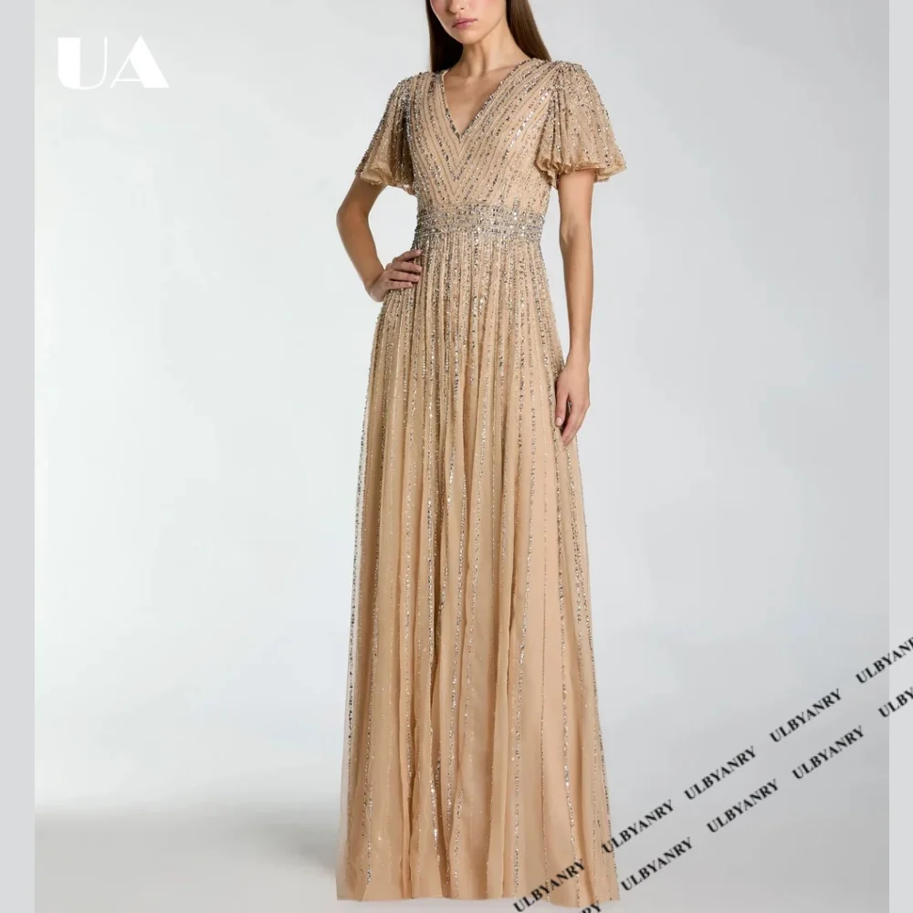 ULBYANRY Customized V-neck Slim Fit Sequins Evening Dress, Exquisite Beading Prom Dress , Elegant Flare Sleeve Party Dress
ULBYANRY Customized V-neck Slim Fit Sequins Evening Dress, Exquisite Beading Prom Dress , Elegant Flare Sleeve Party Dress