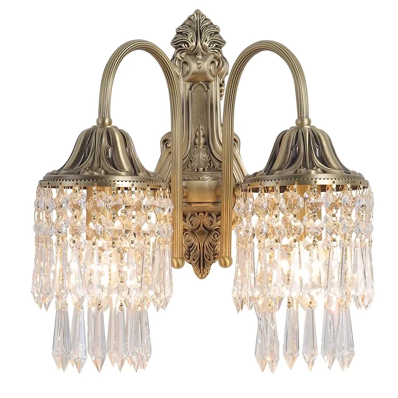 French living room all copper crystal wall lamp TV background wall European bedroom bedside entrance staircase wall lamp
French living room all copper crystal wall lamp TV background wall European bedroom bedside entrance staircase wall lamp