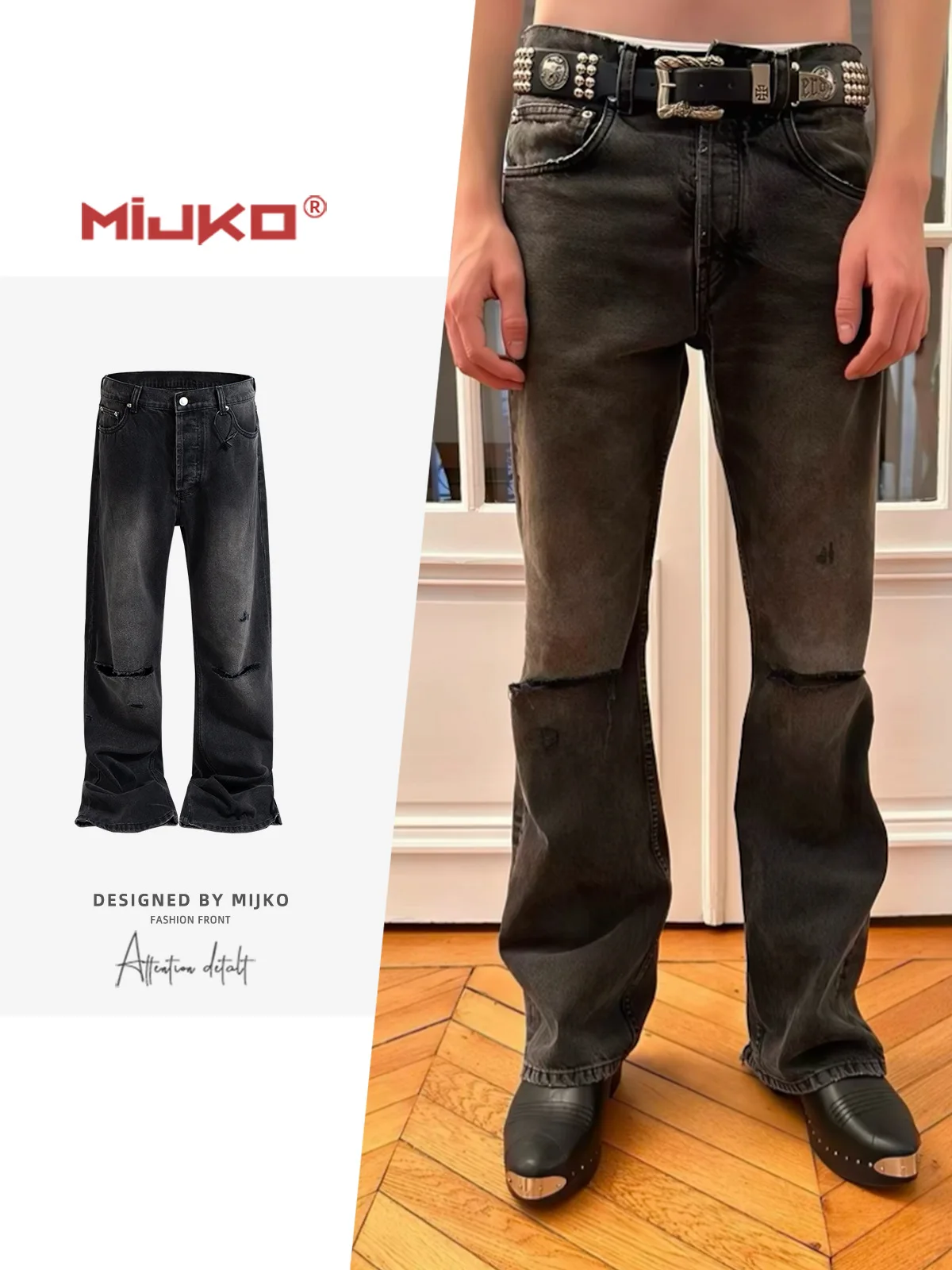 MIJKO Jeans Knife-cut Hole Hand-painted Distressed Denim Trousers ZJ146
MIJKO Jeans Knife-cut Hole Hand-painted Distressed Denim Trousers ZJ146
