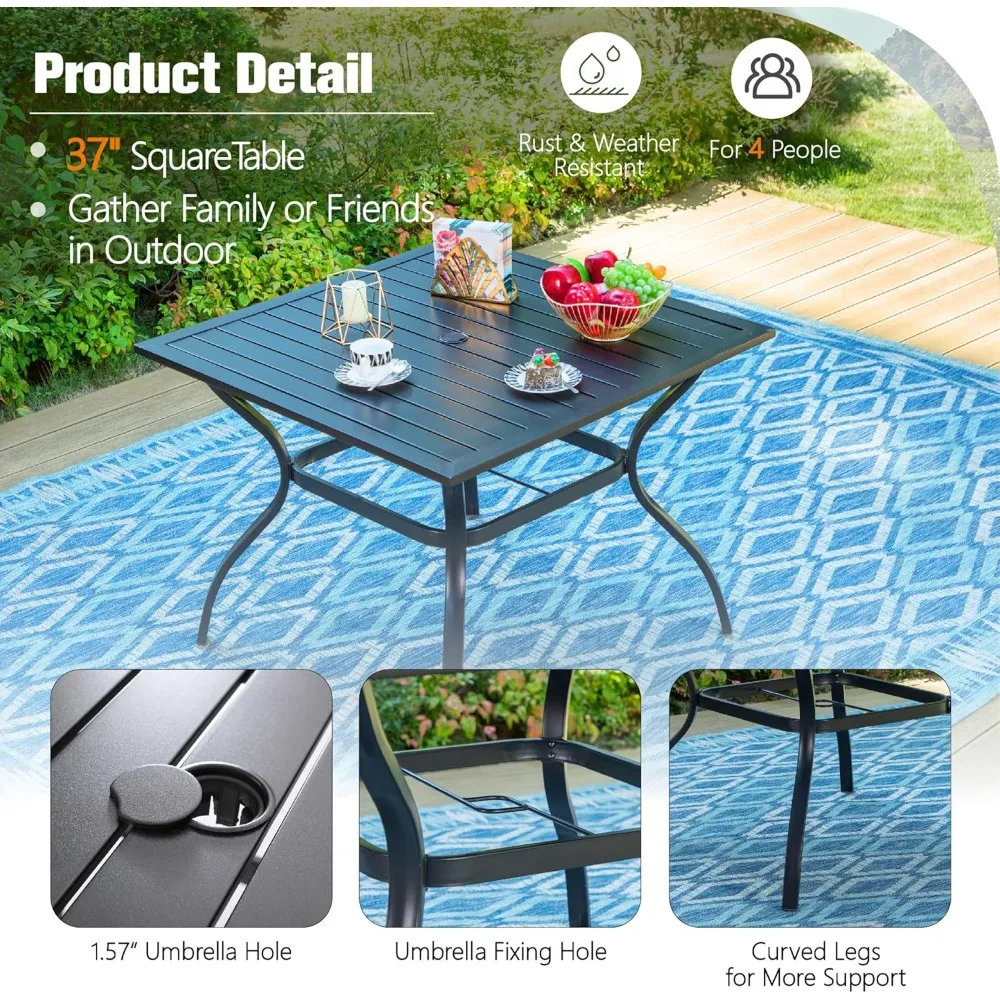 37 Square Patio Outdoor Dining Table with 1.57 Umbrella Hole, All-Weather Resistant Table with E-Coating
37 Square Patio Outdoor Dining Table with 1.57 Umbrella Hole, All-Weather Resistant Table with E-Coating