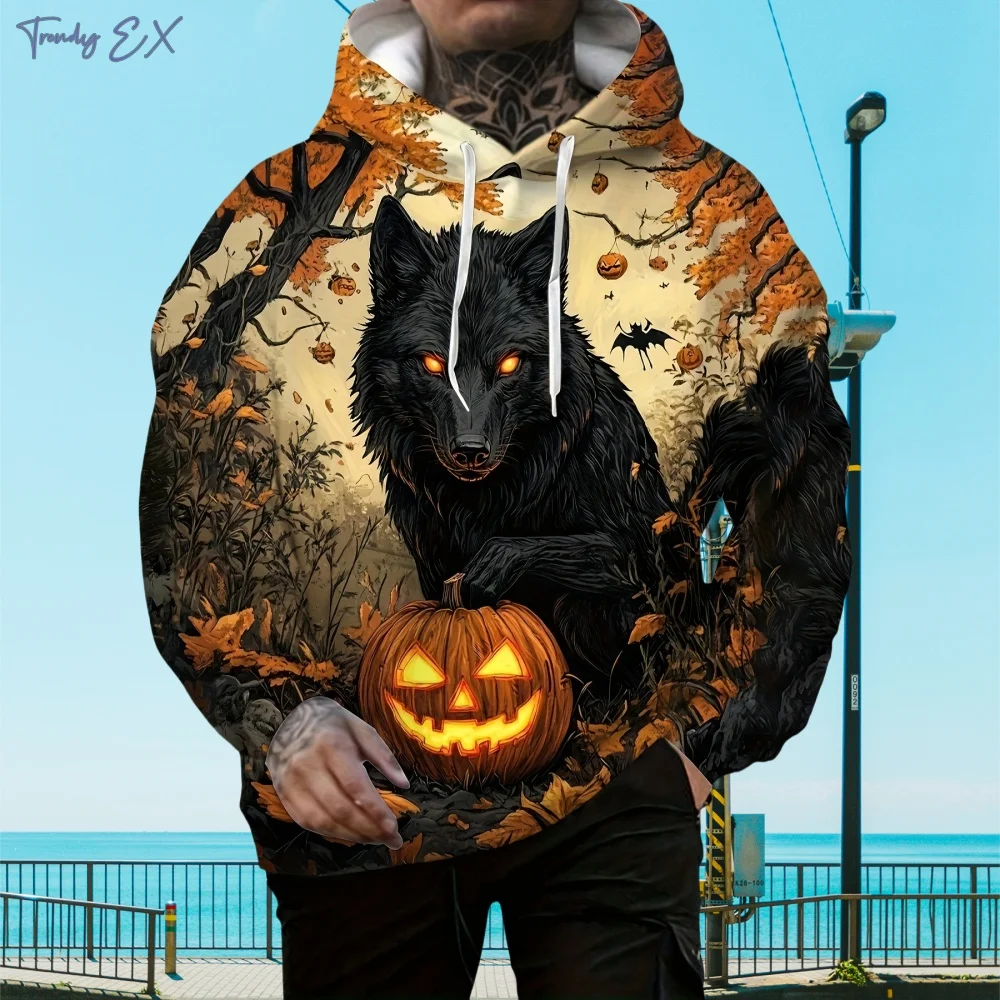 Halloween New in Sweatshirts Fashion Wolf Print Harajuku Street Drawstring Man Hoodie Sports Pocket Long Sleeve Clothes for Men
Halloween New in Sweatshirts Fashion Wolf Print Harajuku Street Drawstring Man Hoodie Sports Pocket Long Sleeve Clothes for Men