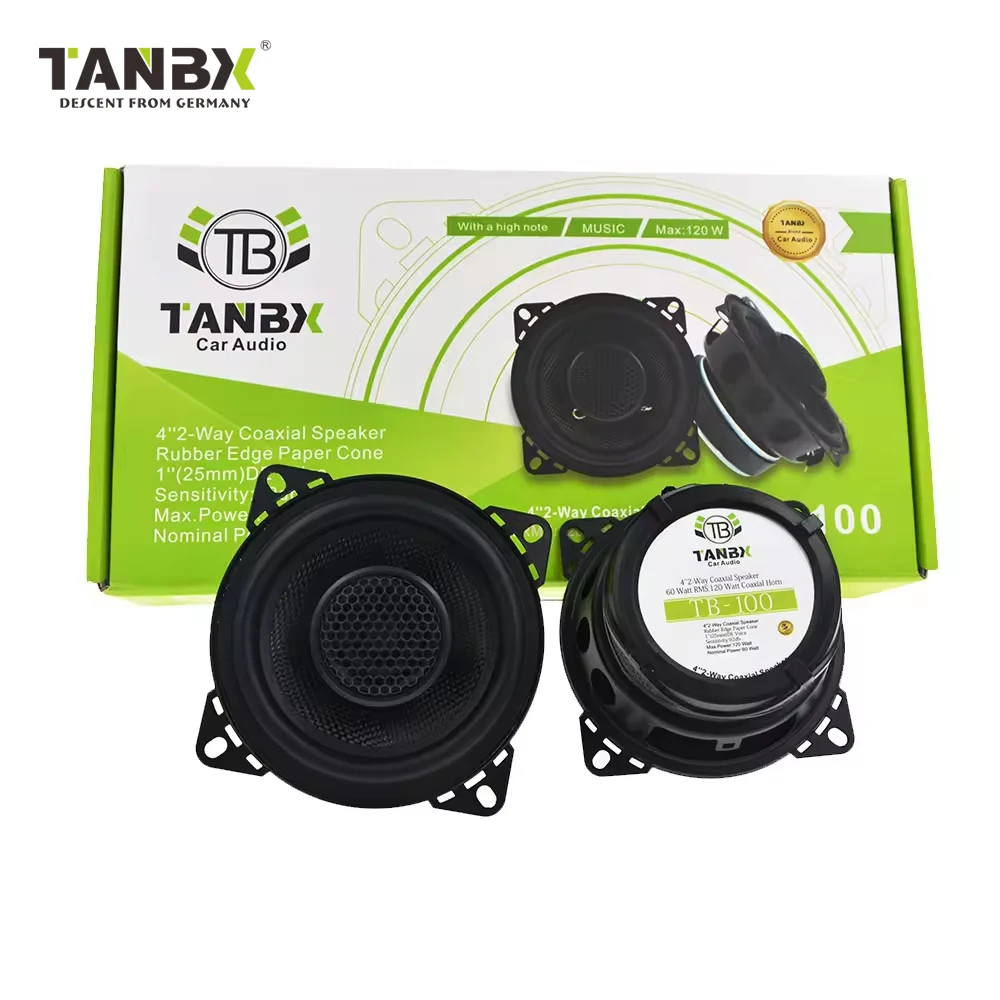 Factory Large Supply High Quality 1 pair of Car Door Speakers Series Professional Car Audio 4 Inch Car Coaxial Speaker(TB-100 )
Factory Large Supply High Quality 1 pair of Car Door Speakers Series Professional Car Audio 4 Inch Car Coaxial Speaker(TB-100 )