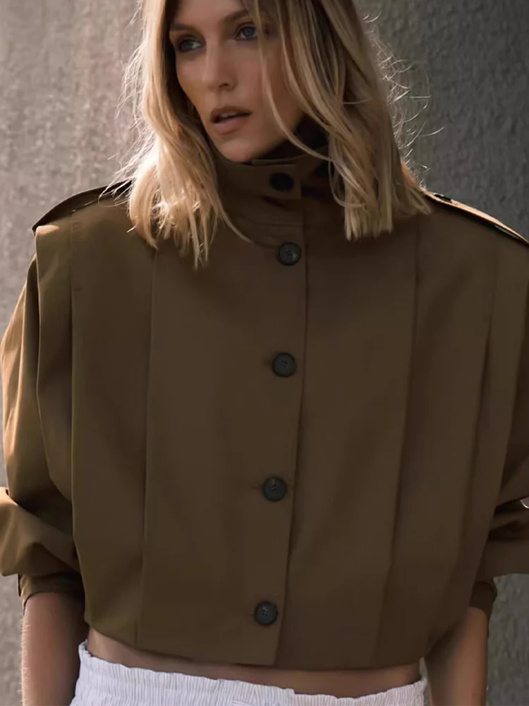 European and American style autumn women's clothing new style fashionable simple casual lapel long sleeve pleated jacket
European and American style autumn women's clothing new style fashionable simple casual lapel long sleeve pleated jacket