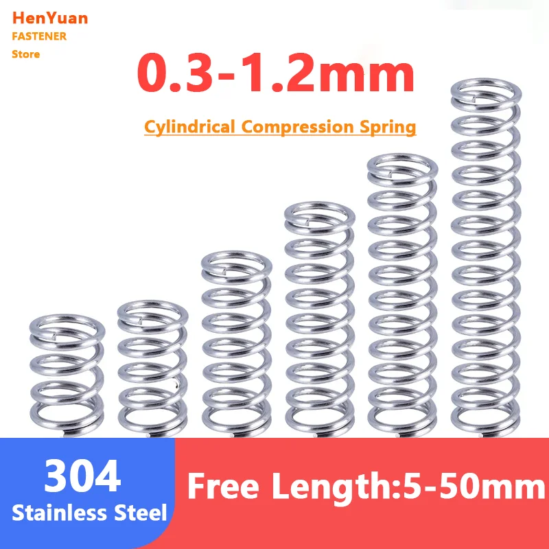 10 Pack 304 Stainless Steel Small Compression Spring 0.3mm Wire Diameter 3mm Outer Diameter 5mm Free Length for Electronics
10 Pack 304 Stainless Steel Small Compression Spring 0.3mm Wire Diameter 3mm Outer Diameter 5mm Free Length for Electronics