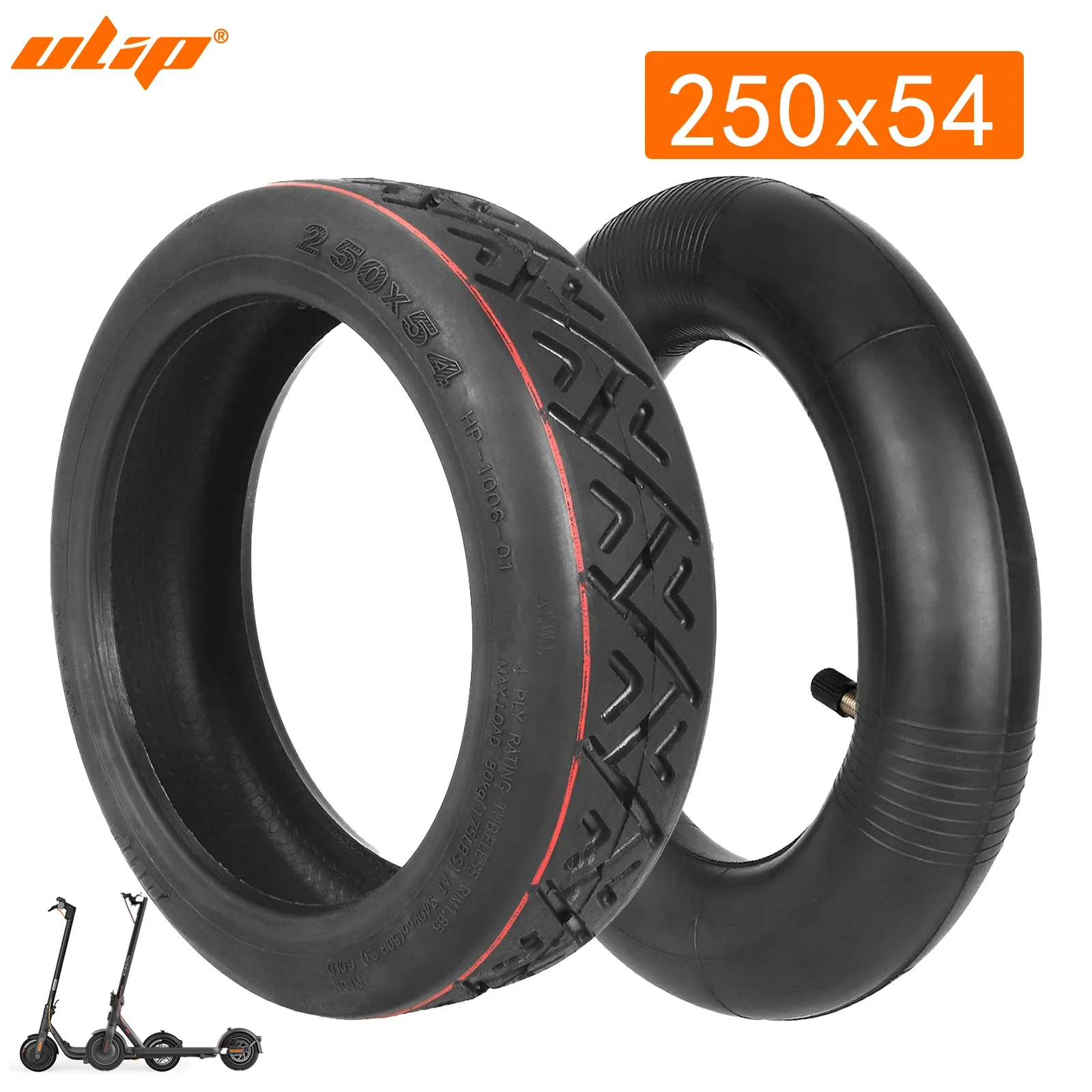 ULIP 10Inch 250x54 Tubeless Tire with Inner Tube Kit for Xiaomi 4 Electric Scooter and Ninebot F20 F25 F30 F40 Scooter Road Tire
ULIP 10Inch 250x54 Tubeless Tire with Inner Tube Kit for Xiaomi 4 Electric Scooter and Ninebot F20 F25 F30 F40 Scooter Road Tire