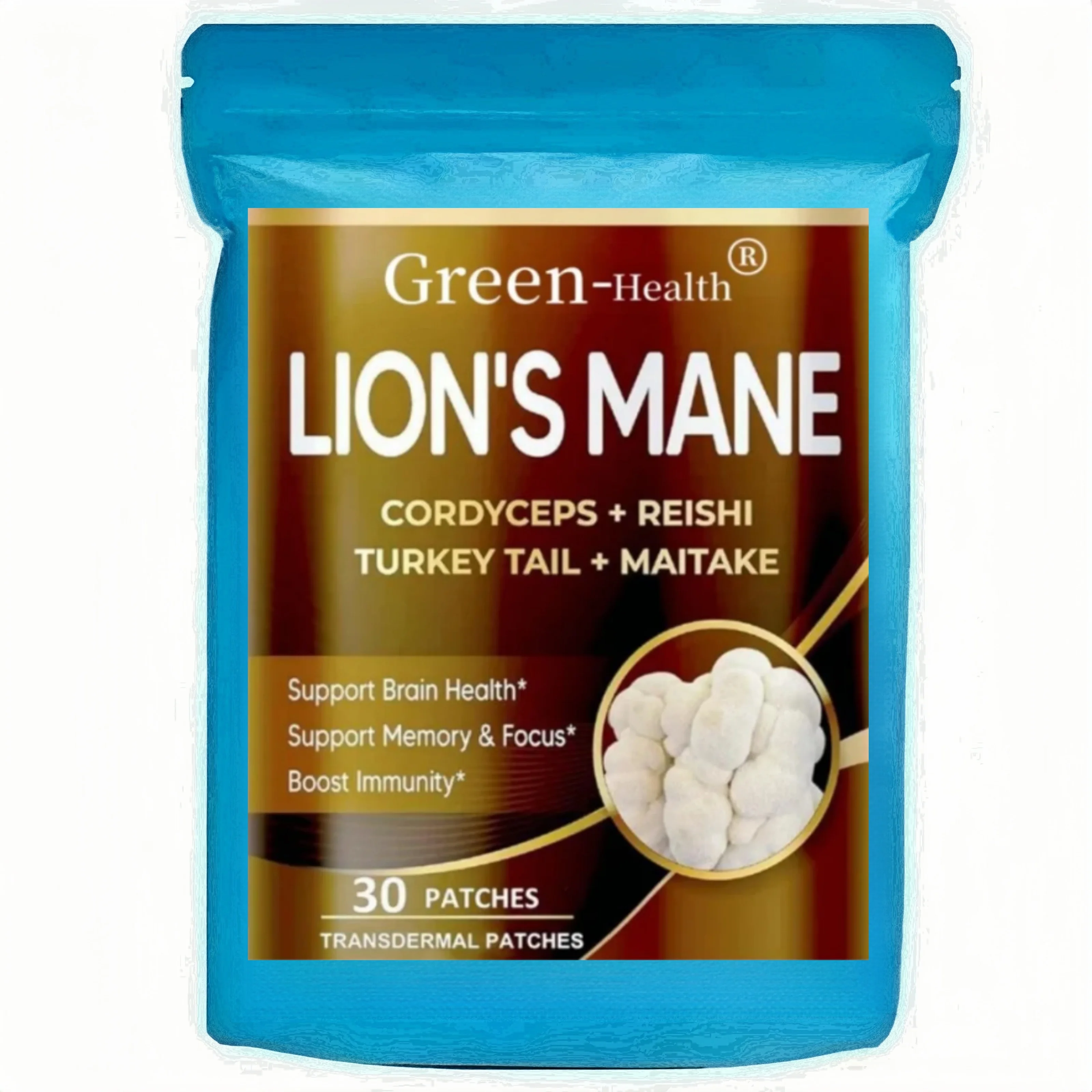30 Patches Lion's Mane Mushroom Transdermal Patches With Cordyceps, Reishi Mushroom-brain Boosting Focus & Energy
30 Patches Lion's Mane Mushroom Transdermal Patches With Cordyceps, Reishi Mushroom-brain Boosting Focus & Energy