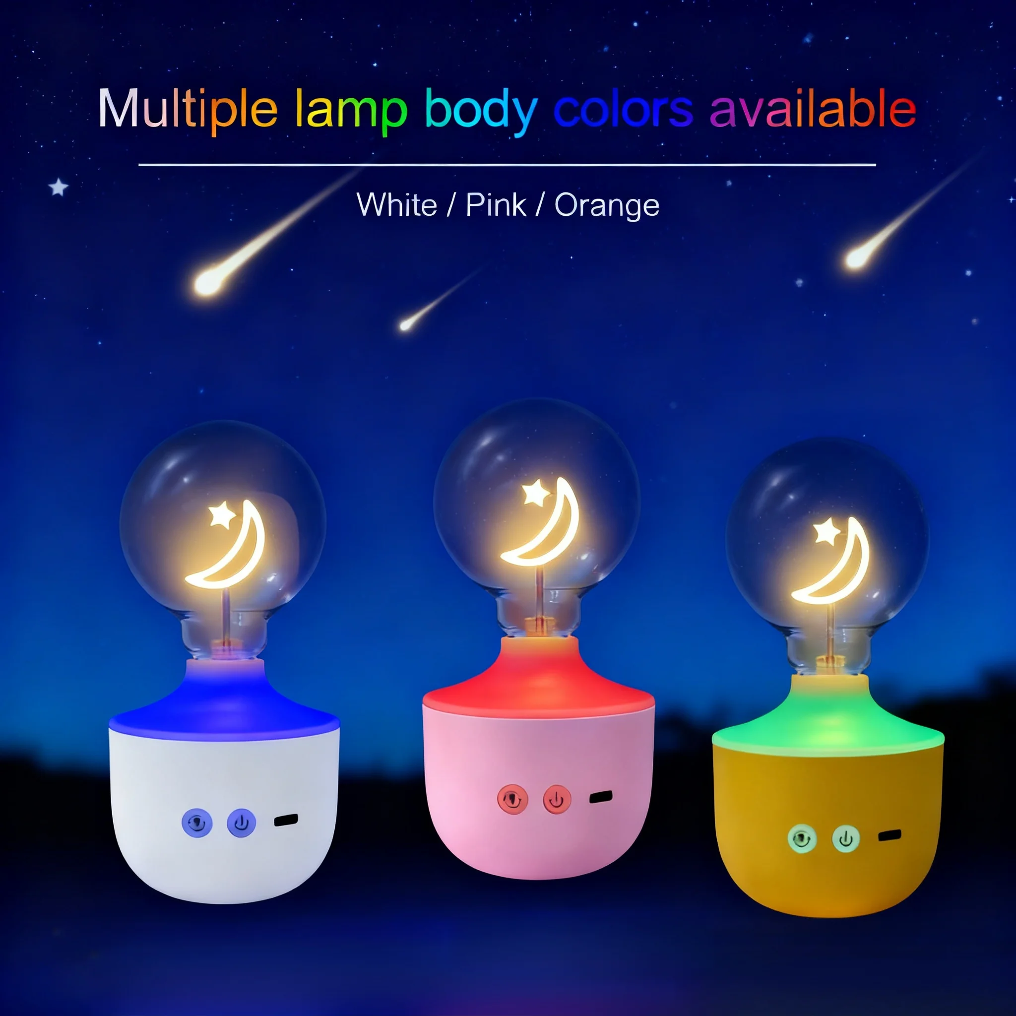 Moon and Star RGB Color-changing Ambient Small Desk Lamp, Rechargeable, Three Cute Body Colors Available, Colorful Light Ambient
Moon and Star RGB Color-changing Ambient Small Desk Lamp, Rechargeable, Three Cute Body Colors Available, Colorful Light Ambient