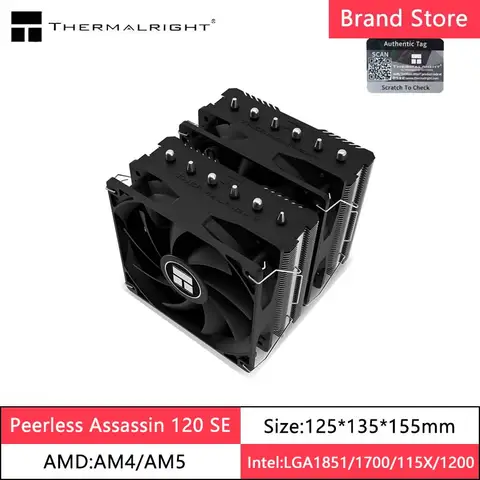 Thermalright Peerless Assassin 120 Tubo di calore Radiatore raffreddato ad aria 6 tubi di calore Doppie torri Doppie ventole Coperchio superiore per LGA1700