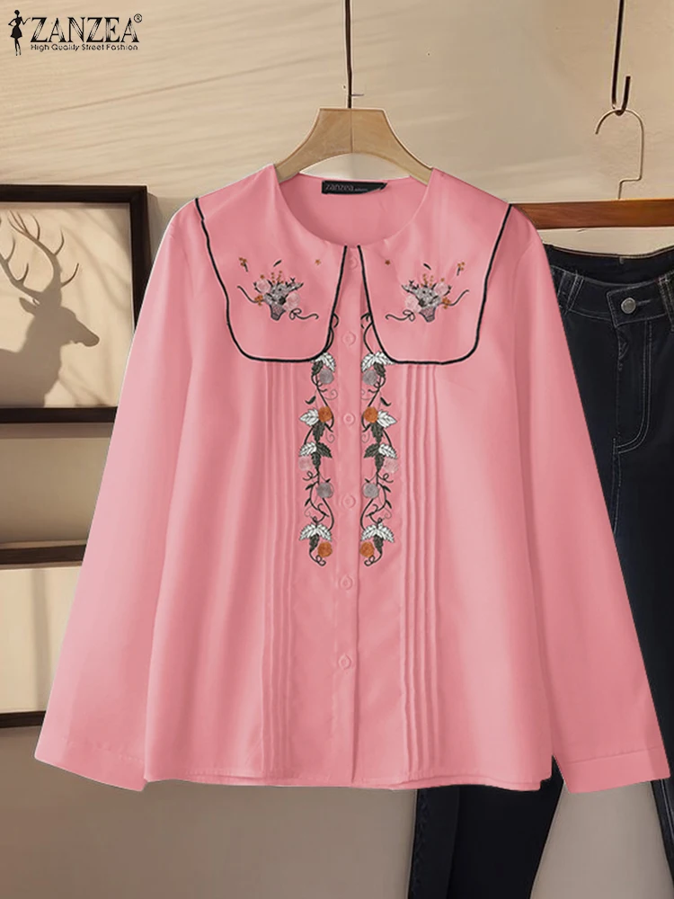 2025 ZANZEA Elegant Women Shirts Fashion Embroidery Long Sleeve Tops Floral Printed Peter Pan Collar Casual Blouse Spring Blusas
2025 ZANZEA Elegant Women Shirts Fashion Embroidery Long Sleeve Tops Floral Printed Peter Pan Collar Casual Blouse Spring Blusas