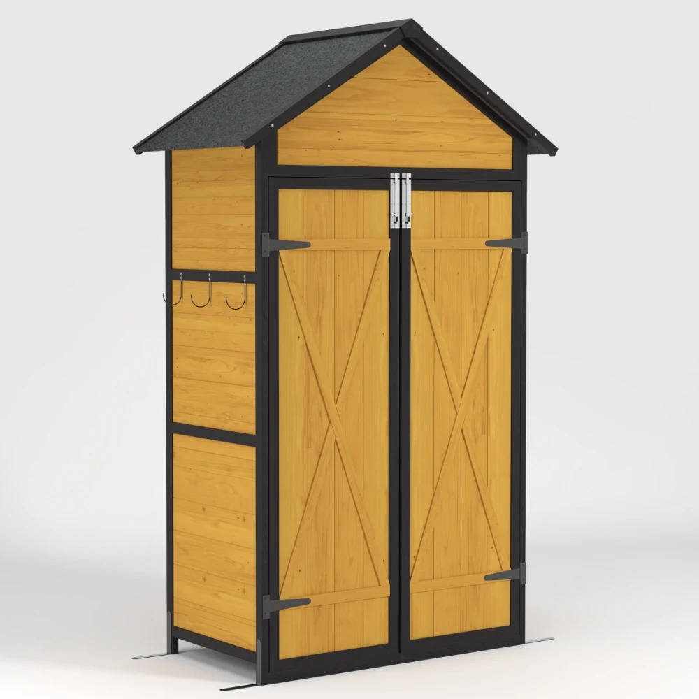 Outdoor Storage Cabinet Weatherproof Wood Storage Shed with Waterproof Roof Lockable Doors Removable Shelves Foldable Table Hook
Outdoor Storage Cabinet Weatherproof Wood Storage Shed with Waterproof Roof Lockable Doors Removable Shelves Foldable Table Hook