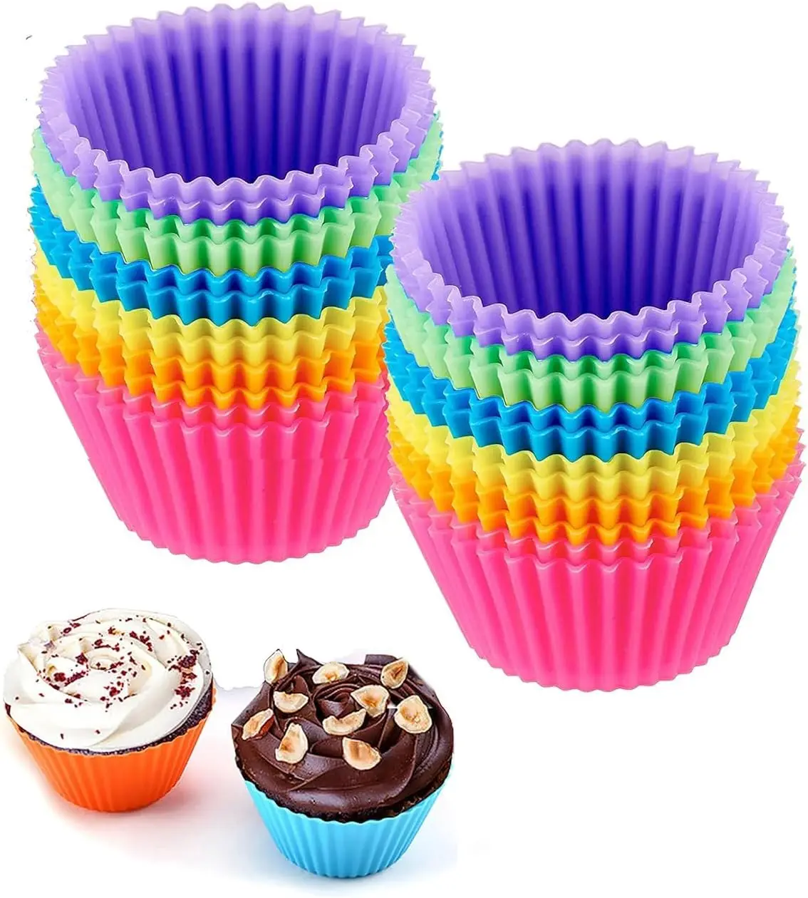 Reusable Silicone Cupcake Baking Cups 24 Pack, 2.75 inch, Non-stick Muffin Liners for Party Halloween Christmas
Reusable Silicone Cupcake Baking Cups 24 Pack, 2.75 inch, Non-stick Muffin Liners for Party Halloween Christmas