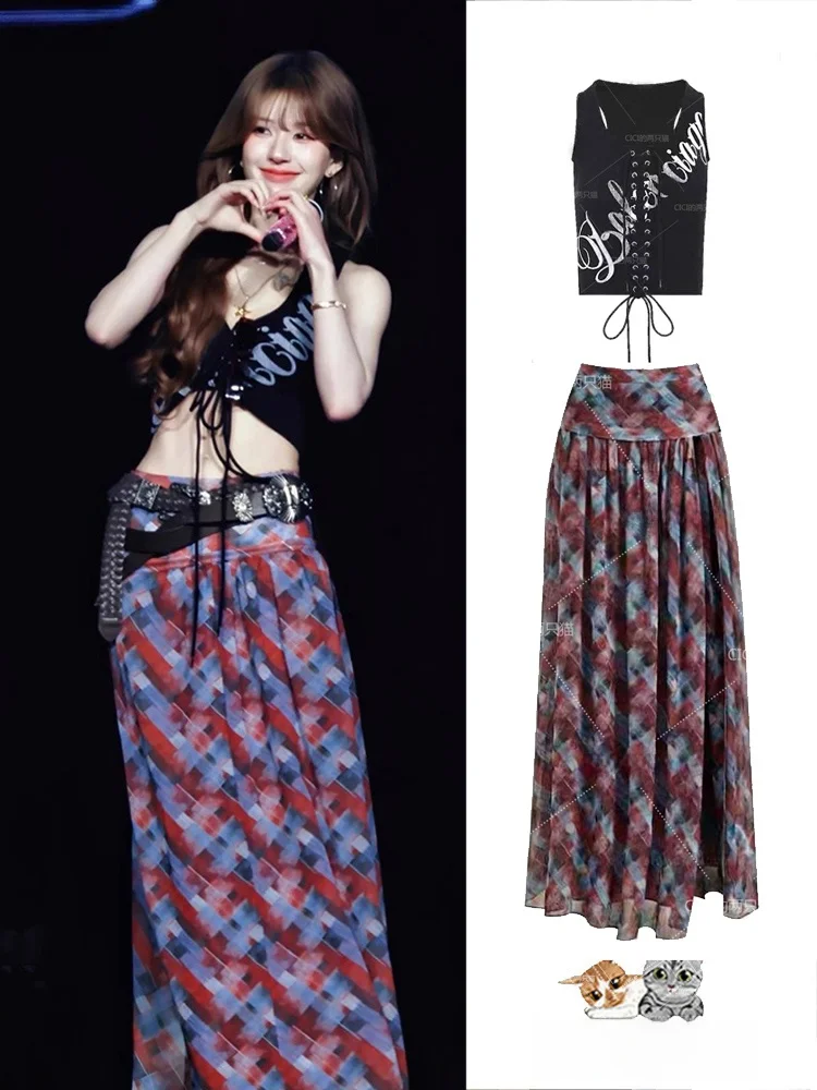 Zhaolu Black Strap Vest A-Line Skirt Sweet And Spicy Concert Set Retro Color Block Plaid Design Women's Ethnic Stage Cos...
Zhaolu Black Strap Vest A-Line Skirt Sweet And Spicy Concert Set Retro Color Block Plaid Design Women's Ethnic Stage Cos...