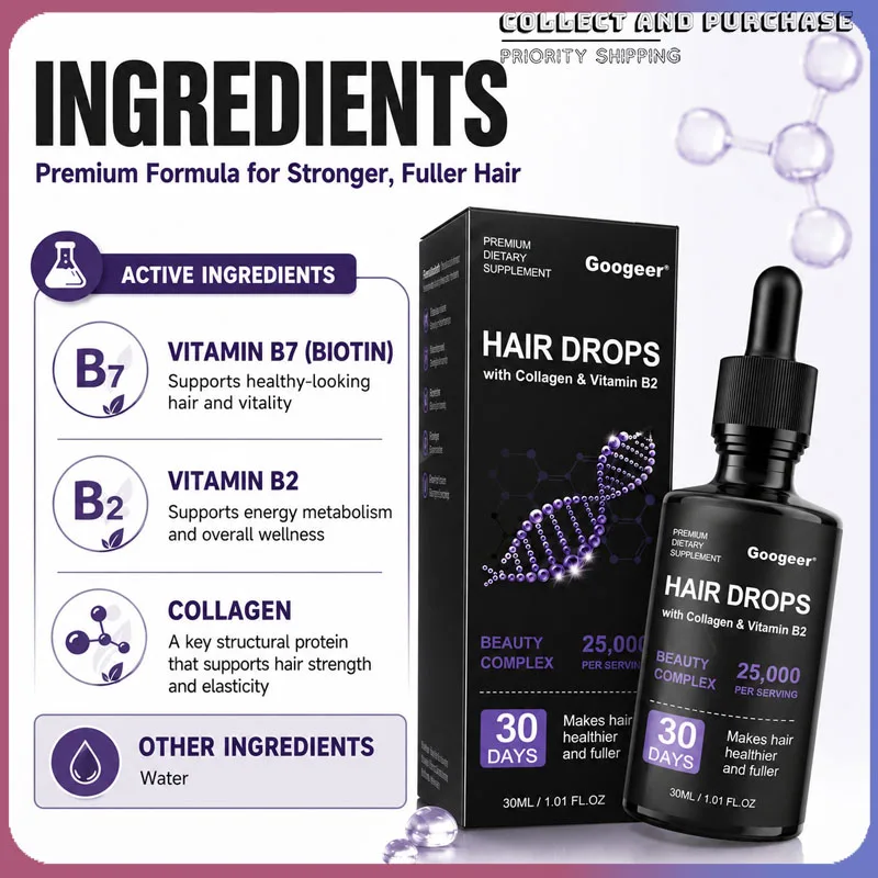 Googeer Collagen Hair Drops 30ML with Vitamin B2 for Stronger Fuller Hair Beauty Complex 30 Day Supply
Googeer Collagen Hair Drops 30ML with Vitamin B2 for Stronger Fuller Hair Beauty Complex 30 Day Supply