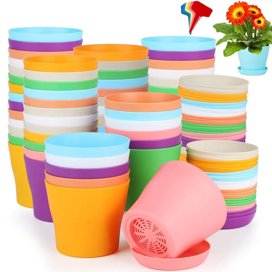 Набор из 72 пластиковых цветочных горшков 4 дюйма с несколькими дренажными отверстиями и поддонами, для комнатных и уличных растений, с этикетками Flow
Набор из 72 пластиковых цветочных горшков 4 дюйма с несколькими дренажными отверстиями и поддонами, для комнатных и уличных растений, с этикетками Flow