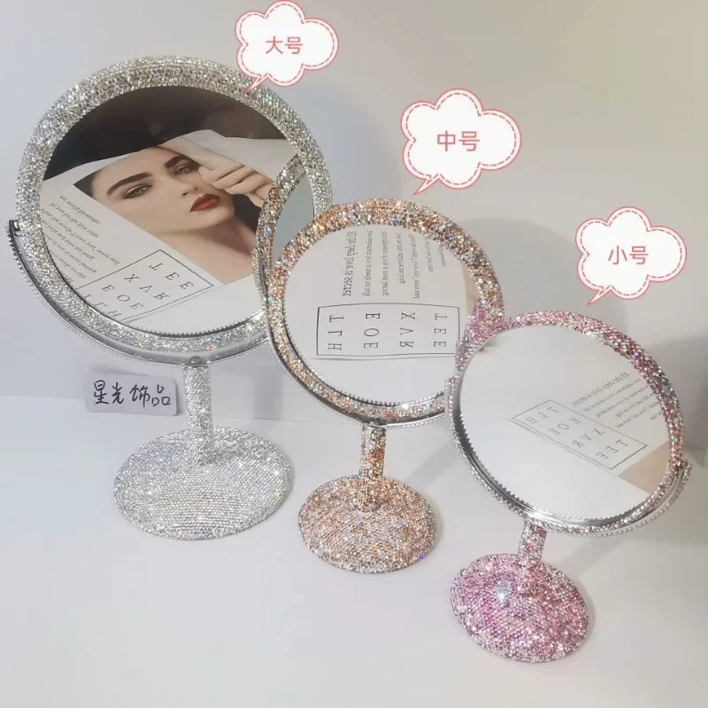 Shiny High-end Diamond Makeup Mirror Creative Rhinestone Mirror Rotatable Girl's room Desktop Makeup Decoration Round Mirror
Shiny High-end Diamond Makeup Mirror Creative Rhinestone Mirror Rotatable Girl's room Desktop Makeup Decoration Round Mirror