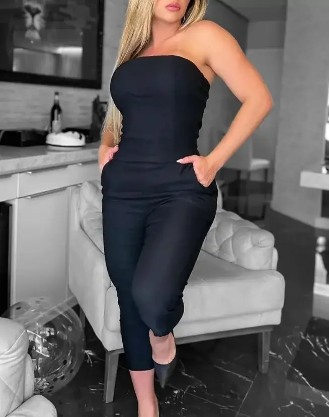 Jumpsuit Women Summer Fashion Bandeau Pocket Design Casual Plain Sleeveless Daily Long Jumpsuit Y2K Streetwear
Jumpsuit Women Summer Fashion Bandeau Pocket Design Casual Plain Sleeveless Daily Long Jumpsuit Y2K Streetwear