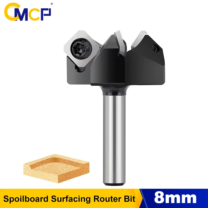 CMCP 1pc 8mm Shank CNC Spoilboard Surfacing Router Bit 3 Flute Wood Planer Bit Insert Carbide Slab Flattening Router Bit
CMCP 1pc 8mm Shank CNC Spoilboard Surfacing Router Bit 3 Flute Wood Planer Bit Insert Carbide Slab Flattening Router Bit