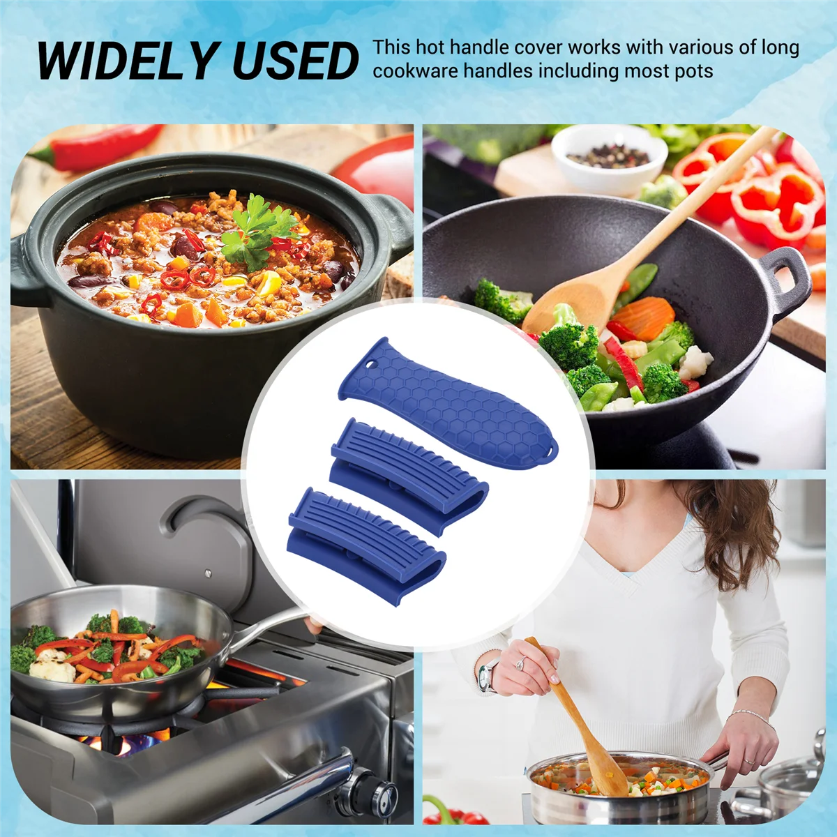 AA91 Silicone Hot Handle Holder for Cast Iron, 3 Pack Pot Handle Sleeve Non Slip Rubber Cover Set for Skillet Frying Pan
AA91 Silicone Hot Handle Holder for Cast Iron, 3 Pack Pot Handle Sleeve Non Slip Rubber Cover Set for Skillet Frying Pan