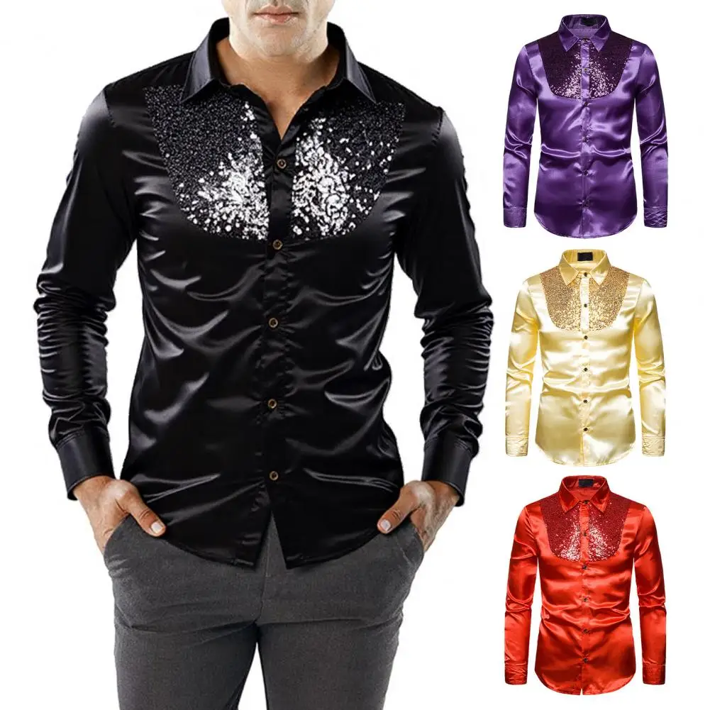 2026 Men Retro Glossy Shirt Lapel Button-up Shirt with Sequins Vintage Formal Shirt for Disco Bars Nightclubs Parties
2026 Men Retro Glossy Shirt Lapel Button-up Shirt with Sequins Vintage Formal Shirt for Disco Bars Nightclubs Parties