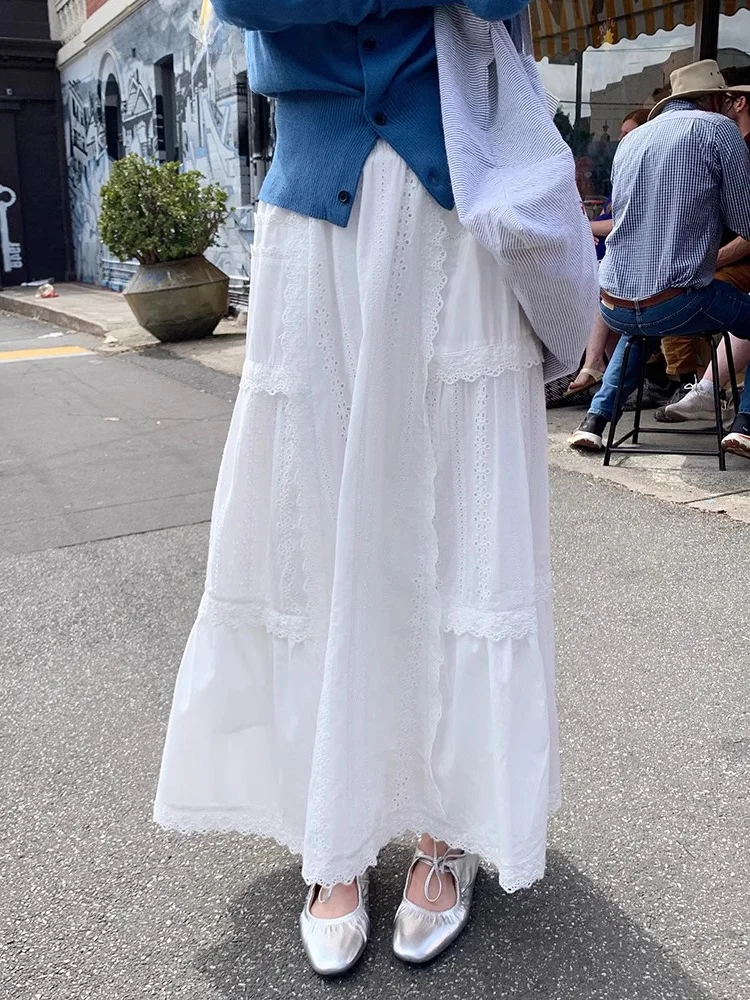 A-Line Skirt Hollow out Lace Loose Women's New Summer Slimming Ruffle Half Skirt Korean Style Youthful Long Skirt
A-Line Skirt Hollow out Lace Loose Women's New Summer Slimming Ruffle Half Skirt Korean Style Youthful Long Skirt