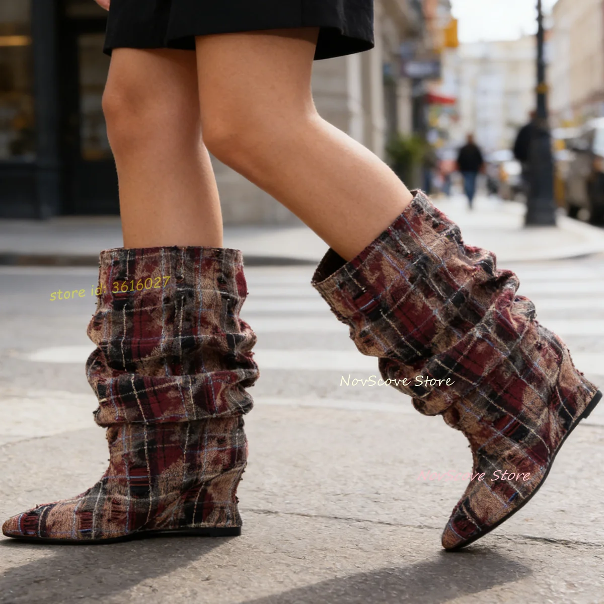 Vintage Wedges Mid-Calf Boots Mixed Color Checkered Wrinkle Boots Sewing Pointy Toe Sexy Women Fashion Booties
Vintage Wedges Mid-Calf Boots Mixed Color Checkered Wrinkle Boots Sewing Pointy Toe Sexy Women Fashion Booties