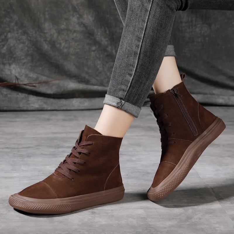New head layer leather casual women's shoes side zipper autumn and winter flat boots wild single boots
New head layer leather casual women's shoes side zipper autumn and winter flat boots wild single boots