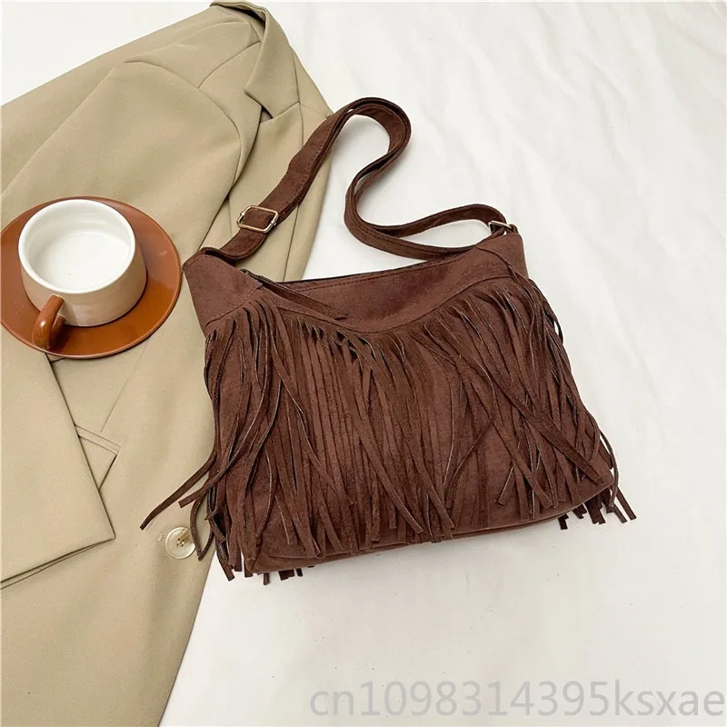 Women's Vintage Boho Crossbody Bag With Tassel Fringe Soft Suede Leather Brown Fall Daily Shoulder Bag
Women's Vintage Boho Crossbody Bag With Tassel Fringe Soft Suede Leather Brown Fall Daily Shoulder Bag