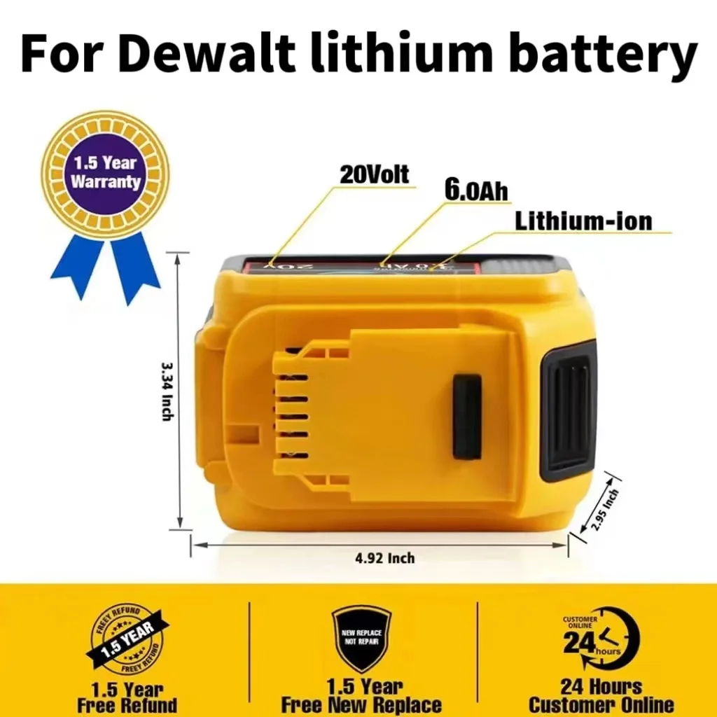 2024 20V 6.0Ah MAX Battery Power Tool Replacement for DeWalt DCB205 DCB 206 DCB181 DCB182 DCB200 20V 3A 5A 6A 18Volt 20v Battery
2024 20V 6.0Ah MAX Battery Power Tool Replacement for DeWalt DCB205 DCB 206 DCB181 DCB182 DCB200 20V 3A 5A 6A 18Volt 20v Battery